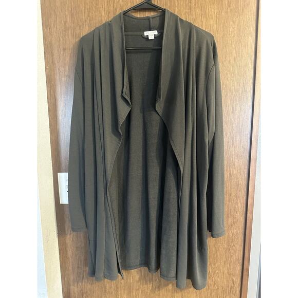 J. Jill Sweaters - Luxe Tencel Pure Jill Green Cardigan Sz Large Petite Open Stretch Comfort Soft